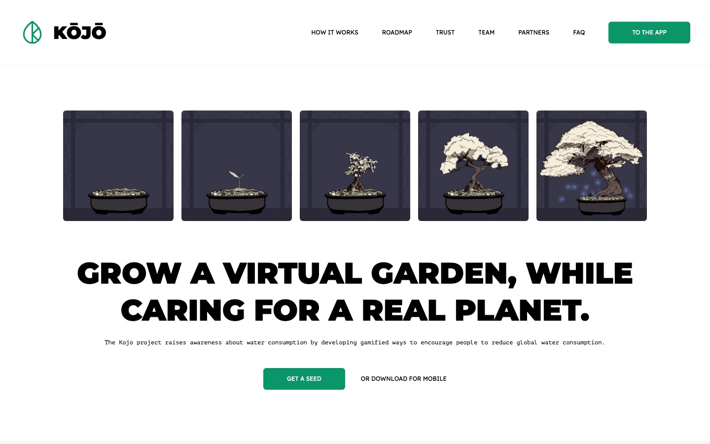 KOJO — grow a virtual garden while caring for a real planet
